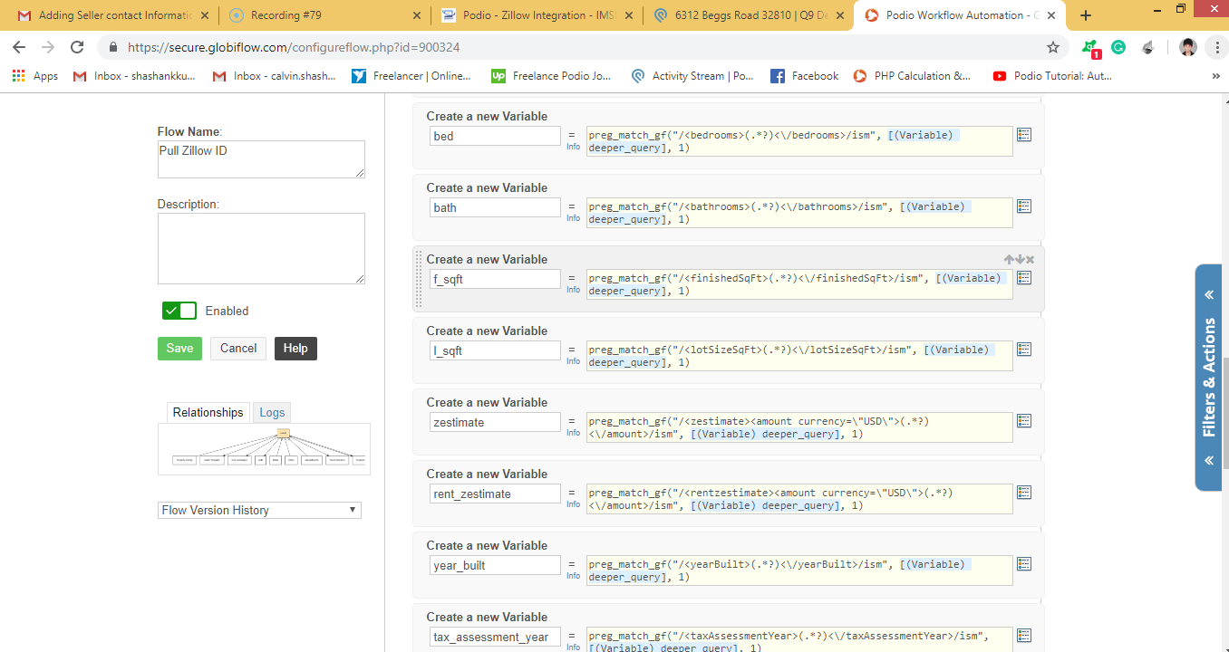 Zillow API Call in Podio Globiflow - Code Discoveries