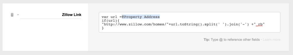 Podio Calculation Field Code for Dynamic Zillow Link - Code Discoveries
