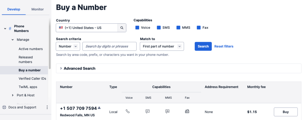 Twilio Buy a Number - Code Discoveries